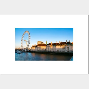 London Eye Gorgeous Sundown Near River Thames Posters and Art